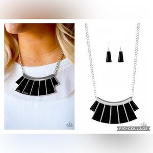 Glamour Goddess Black Necklace and Earring Set